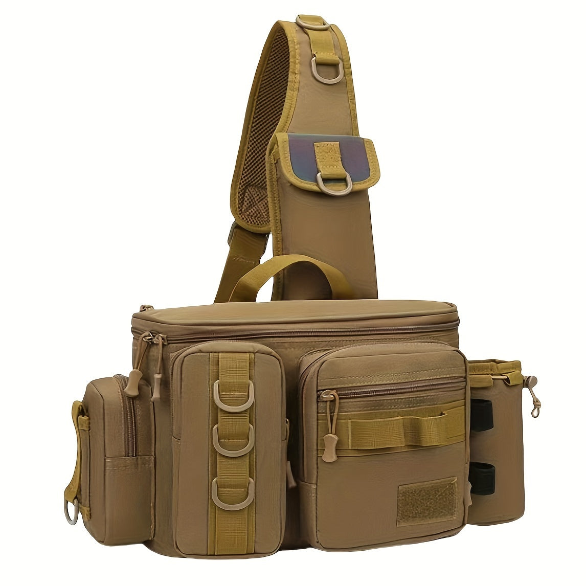 1pc Premium Fishing Tackle Sling Backpack - Water-Resistant Fishing Shoulder Bag with Rod Holder, Multiple Compartments, and Padded Straps - Perfect Gift for Anglers and Outdoor Enthusiasts
