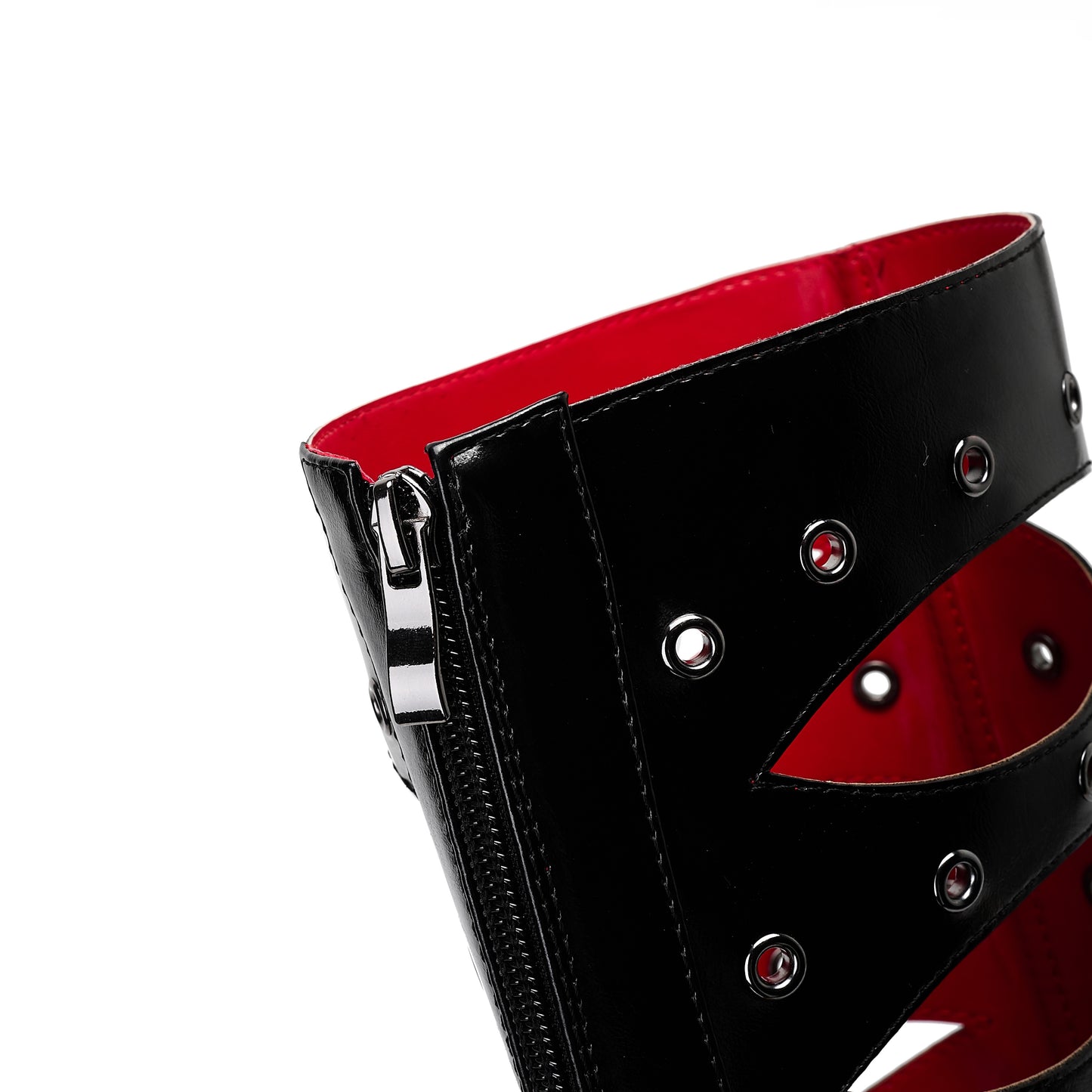 1pr Sexy Hollow-Out Designer Rivet Knee-High Boots, Pointed Toe Zipper Closure, All-Season Comfort, Man-Made Upper & Inner, Rubber Sole, Special Shaped Heel, Roman Style, Long Boots