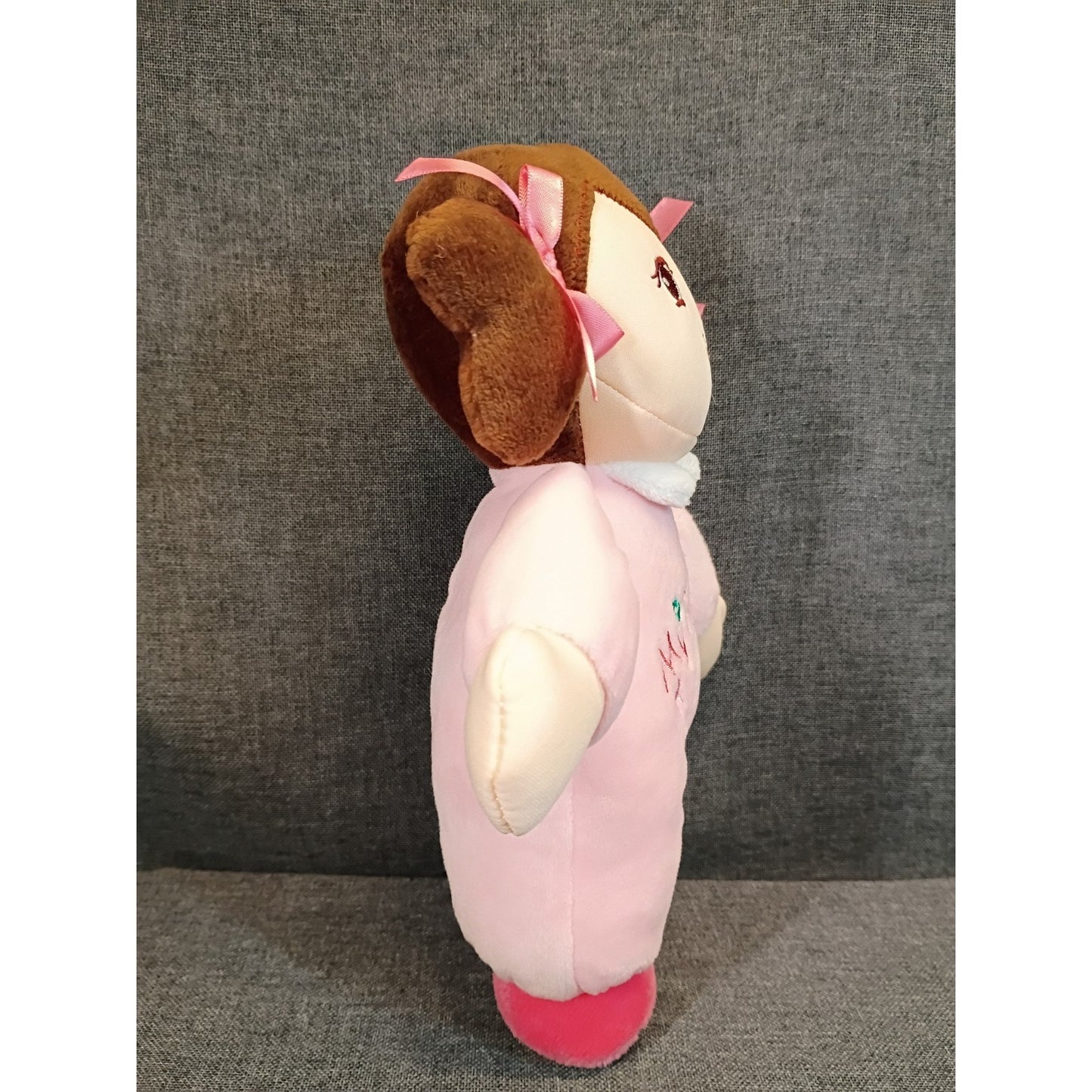 My First Doll Linzy 10" Plush Stuffed Toy Pink Outfit Embroidered Face Dark Hair