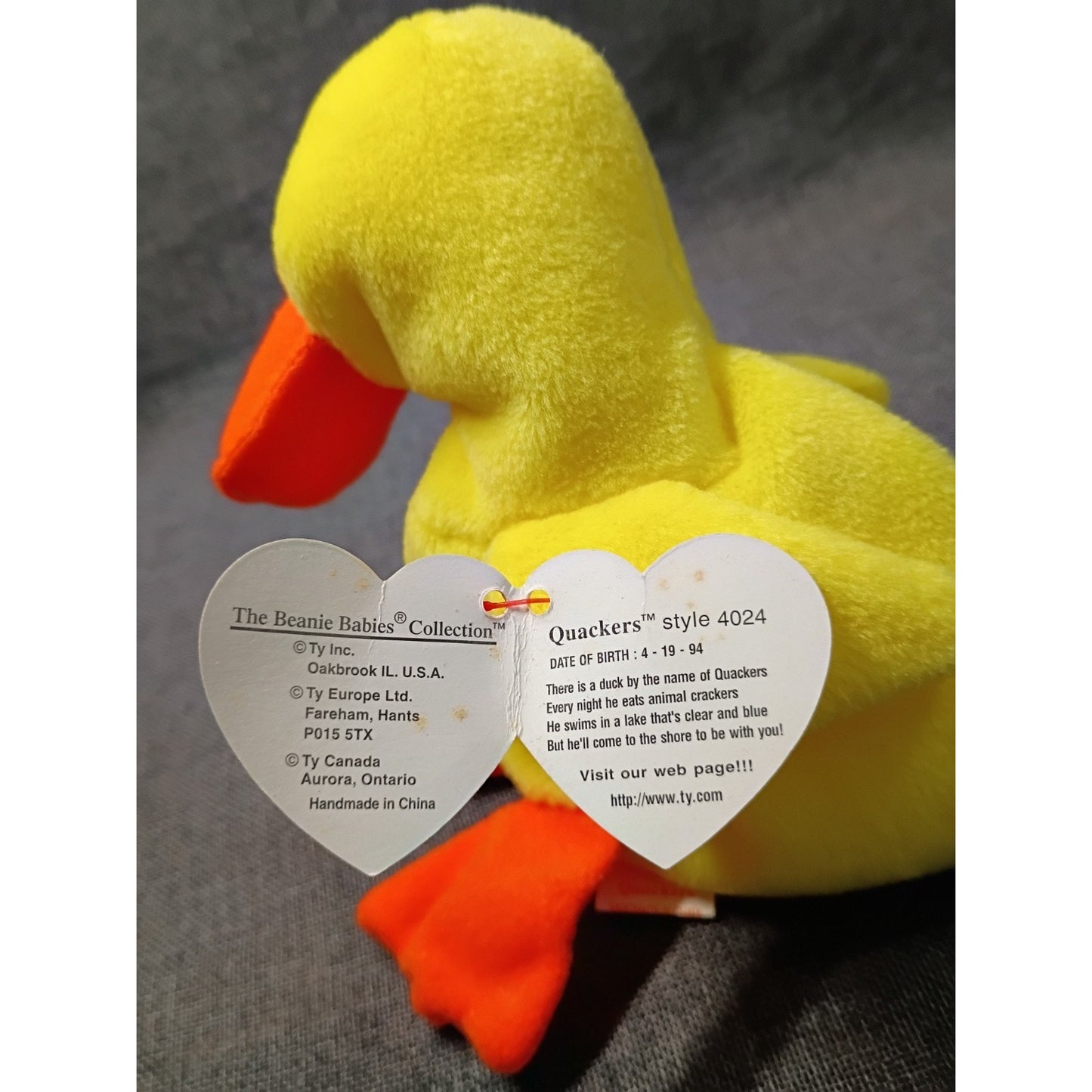 Ty Beanie Babys - Quackers The Duck 6" Plush Toy (4024)