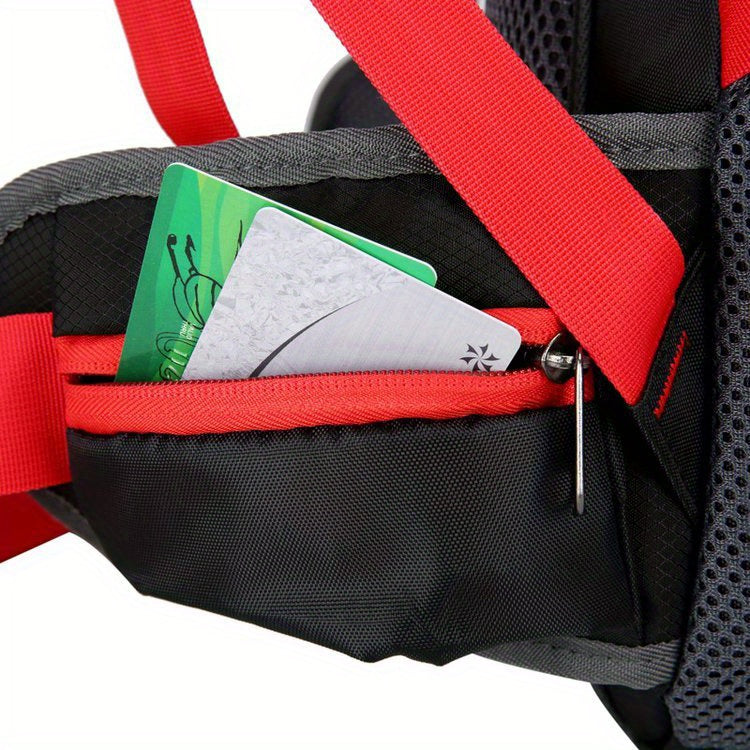 Universal Climbing Backpack, Lightweight Travel, Multifunctional, Hiking, Alphabet Pattern, Hard Shell, Black, with Zipper Closure, Hip Adjustment, Nylon Fabric, Utility Pocket, Cord Embellishment, Wipe with Damp Cloth, for L