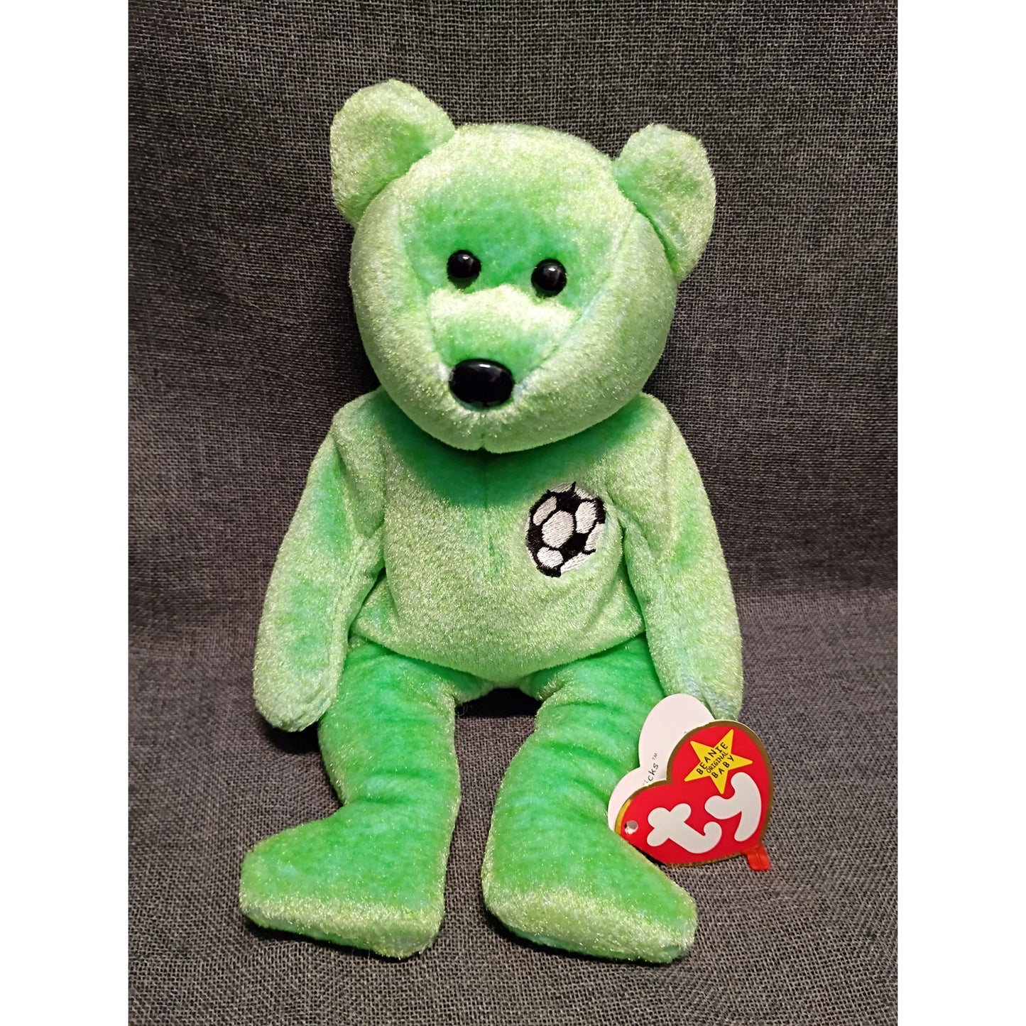 Ty Beanie Babies Kicks The Soccer Bear Plush Toy Stuffed Animal 1999