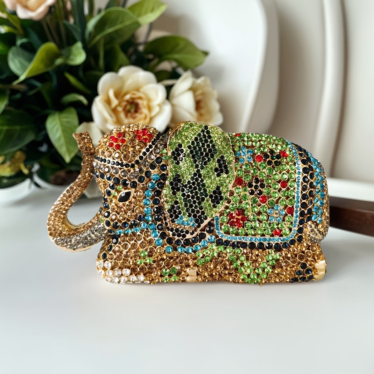 Women Luxury Elephant Clutch Bag Rhinestone Diamond Evening Bag Animal Purse Handbag For Cocktail Party Banquet