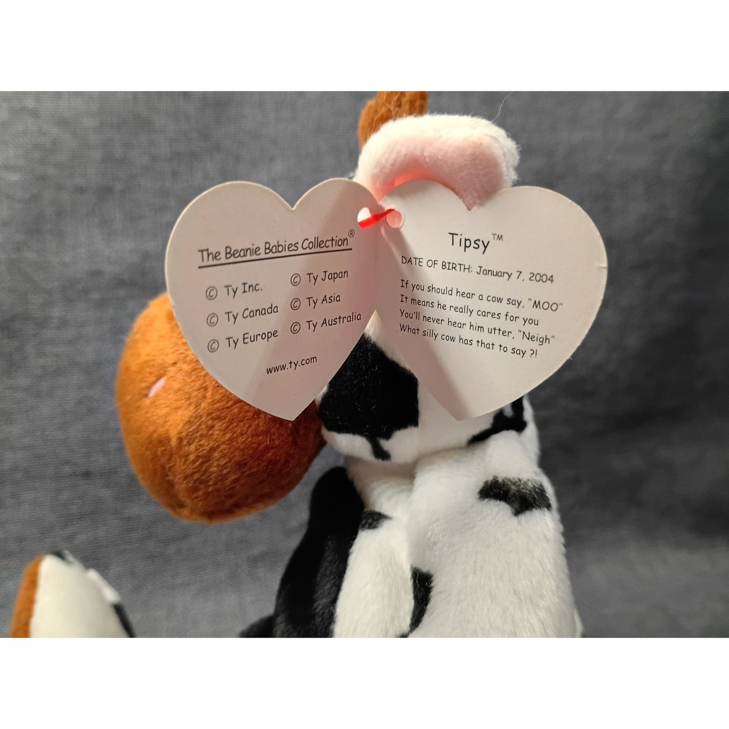 Ty Beanie Baby Tipsy The Cow 2000-2004 Collectible Plushie Toy with Hang Tag