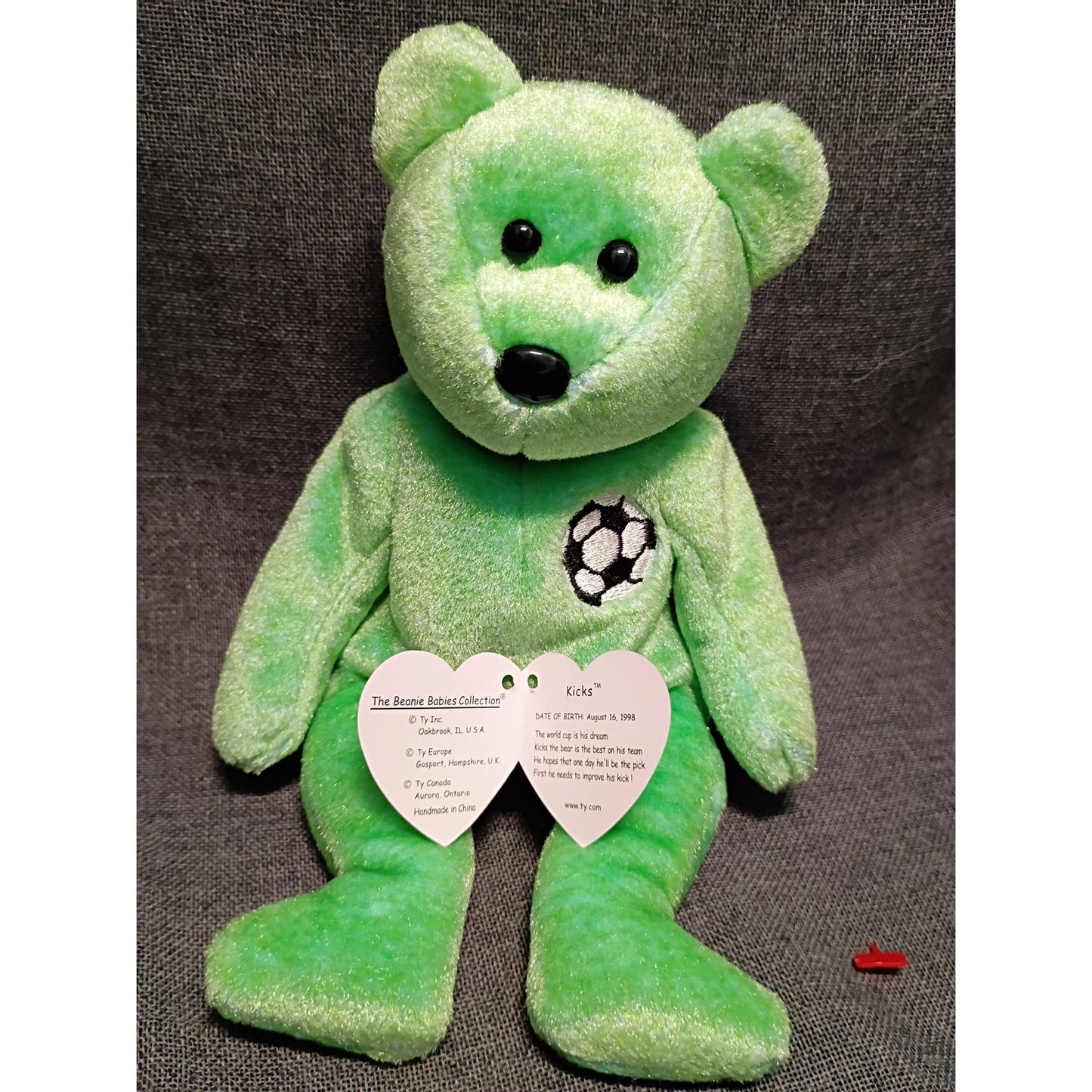 Ty Beanie Babies Kicks The Soccer Bear Plush Toy Stuffed Animal 1999