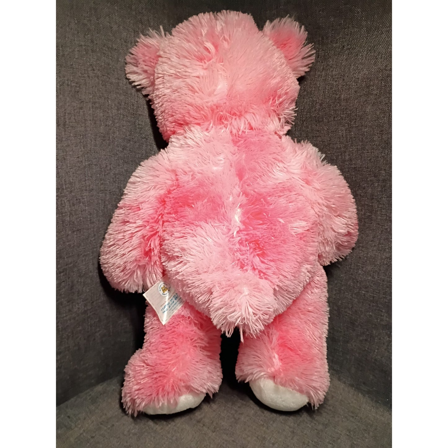 Build A Bear Pink & White Heart Teddy Bear "Kisses Fur Teddy" 16"