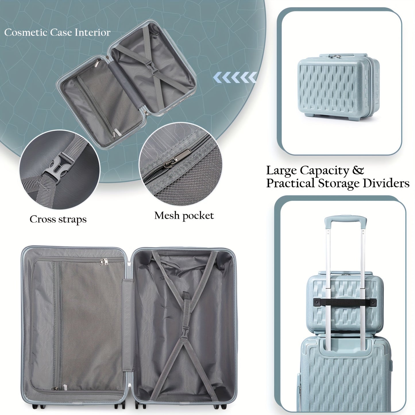 4-Piece Designer Luggage Set - Lightweight Durable Hardside Spinners, Secure TSA Lock and Smooth YKK Zippers for Travel