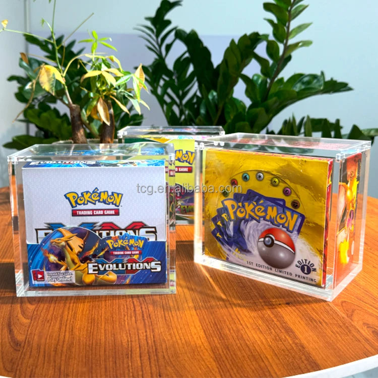 TCG Wholesale Clear Pokemon 1st Edition Base Set Booster Box Acrylic Display Case for Original Pokemon Card Karten Booster Box