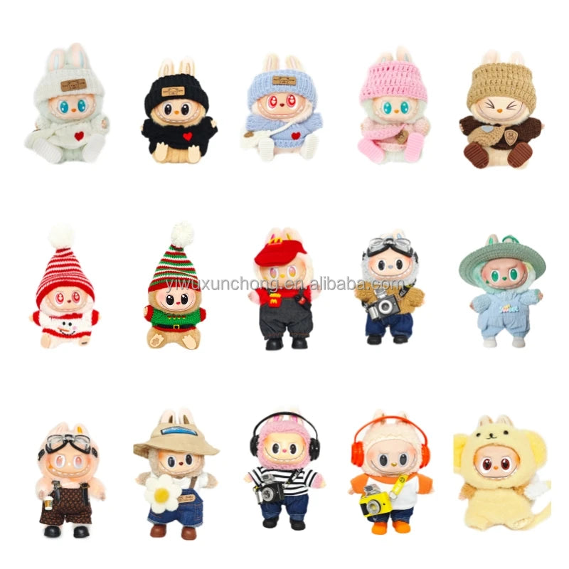 In Stock High-Quality Exclusive Designer Outfit for Labubu - GG Sweater and Overall Set for 17cm Plush Doll | Fast Ship