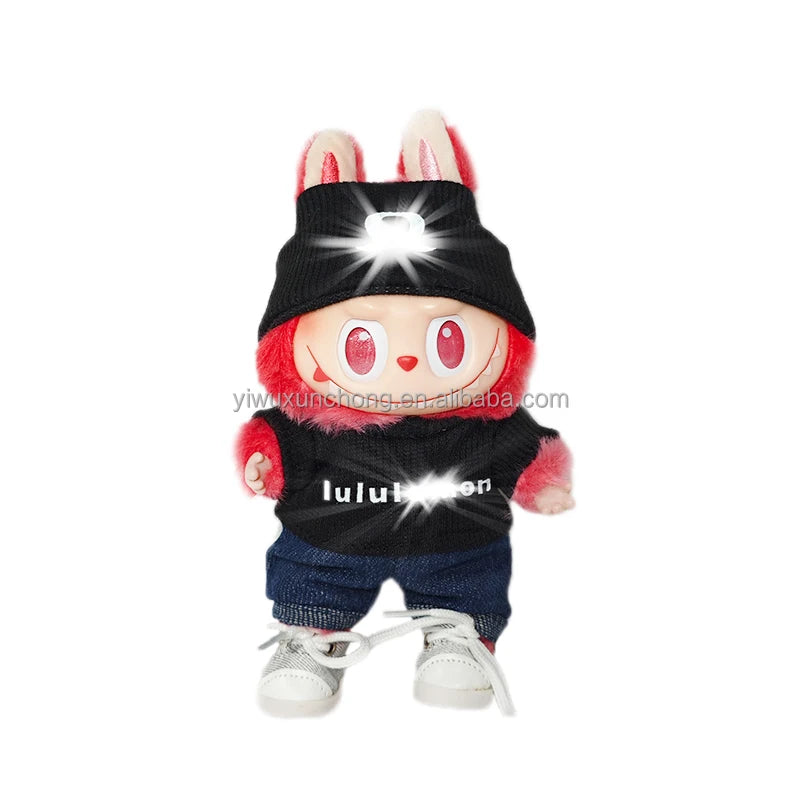 In Stock High-Quality Exclusive Designer Outfit for Labubu - GG Sweater and Overall Set for 17cm Plush Doll | Fast Ship