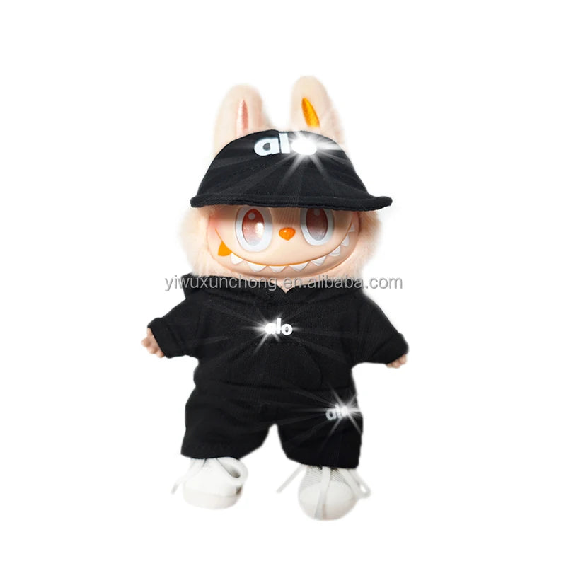 In Stock High-Quality Exclusive Designer Outfit for Labubu - GG Sweater and Overall Set for 17cm Plush Doll | Fast Ship