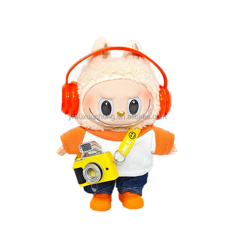 In Stock High-Quality Exclusive Designer Outfit for Labubu - GG Sweater and Overall Set for 17cm Plush Doll | Fast Ship