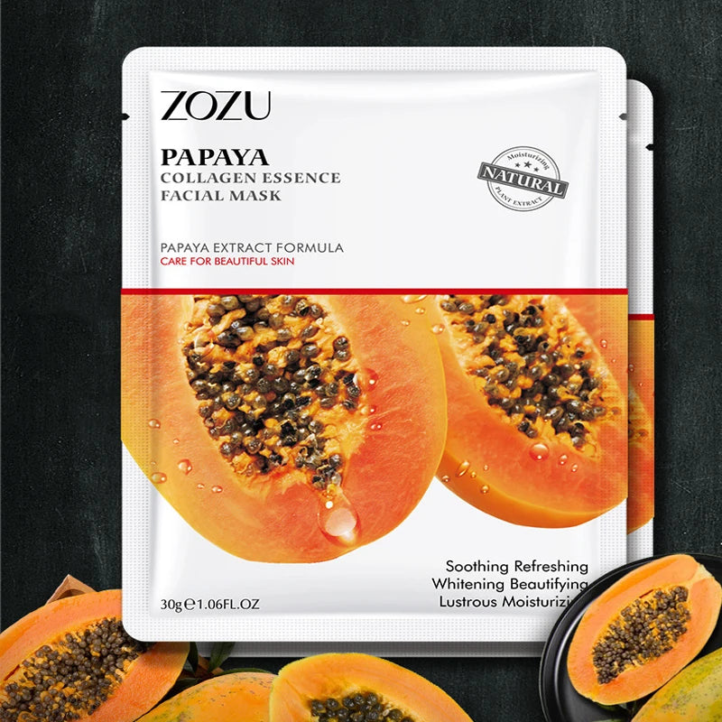 Papaya Facial Mask For The Face Korea Cosmetic Moisturizing Fabric Face Masks Care Wrinkle Acne Beauty Face Film Mask 1pc