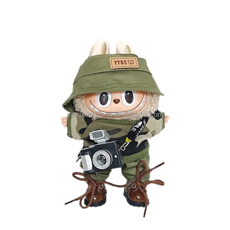 In Stock High-Quality Exclusive Designer Outfit for Labubu - GG Sweater and Overall Set for 17cm Plush Doll | Fast Ship