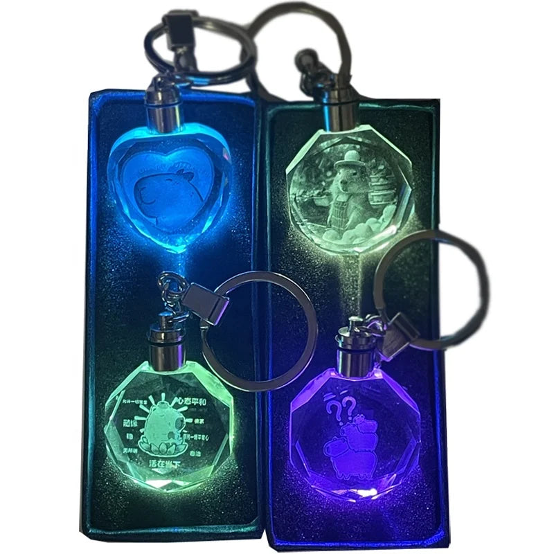 Customized Keychain Lip Gloss Mock-up KeyRing Led Acrylic Mini Keychain Chips Crystal Keyholder Funny Key Ring