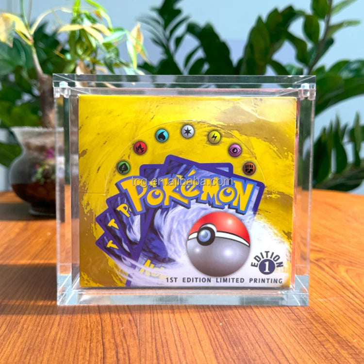 TCG Wholesale Clear Pokemon 1st Edition Base Set Booster Box Acrylic Display Case for Original Pokemon Card Karten Booster Box