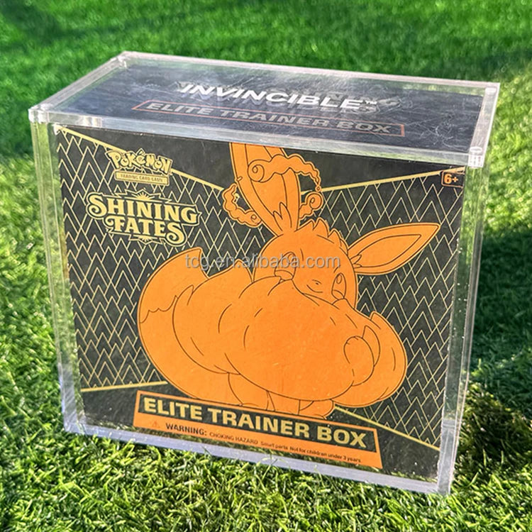 TCG Wholesale ETB Acrylic Case With Magnet Lid for Sword & Shield Silver Tempest Pokemon Cards Elite Trainer Box Display Case