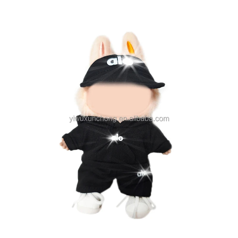 In Stock Designer Doll Clothes for Labubu Only - Stylish Bib Overalls & Shirt for 17cm Plush Doll | Fast Ship