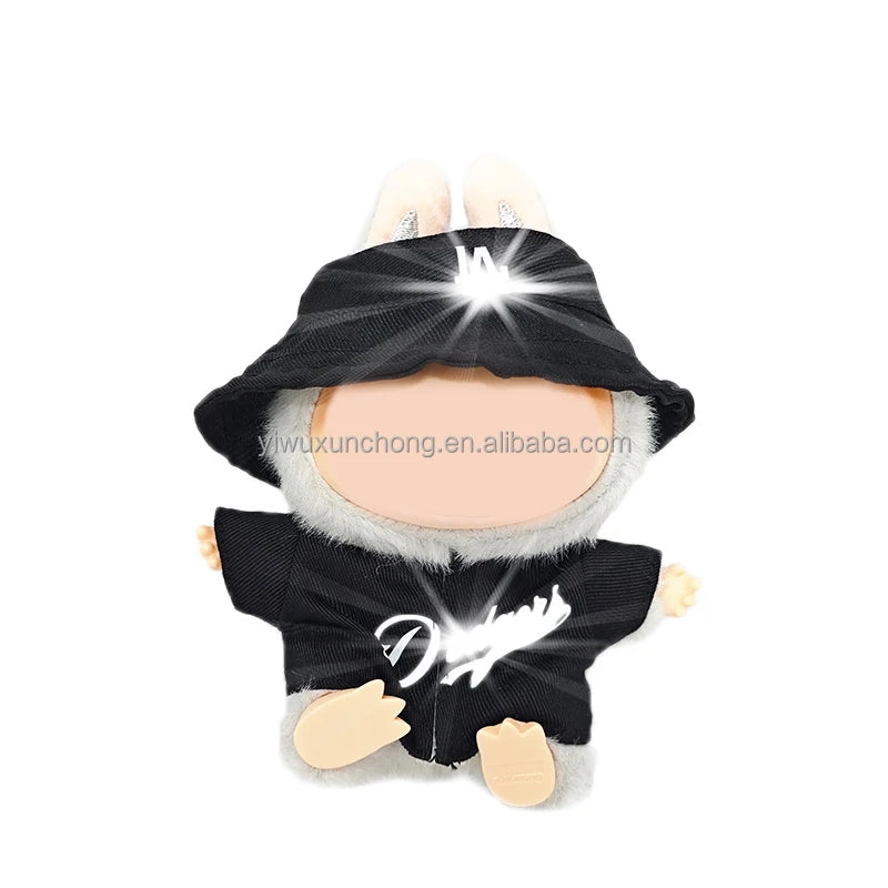 In Stock Designer Doll Clothes for Labubu Only - Stylish Bib Overalls & Shirt for 17cm Plush Doll | Fast Ship