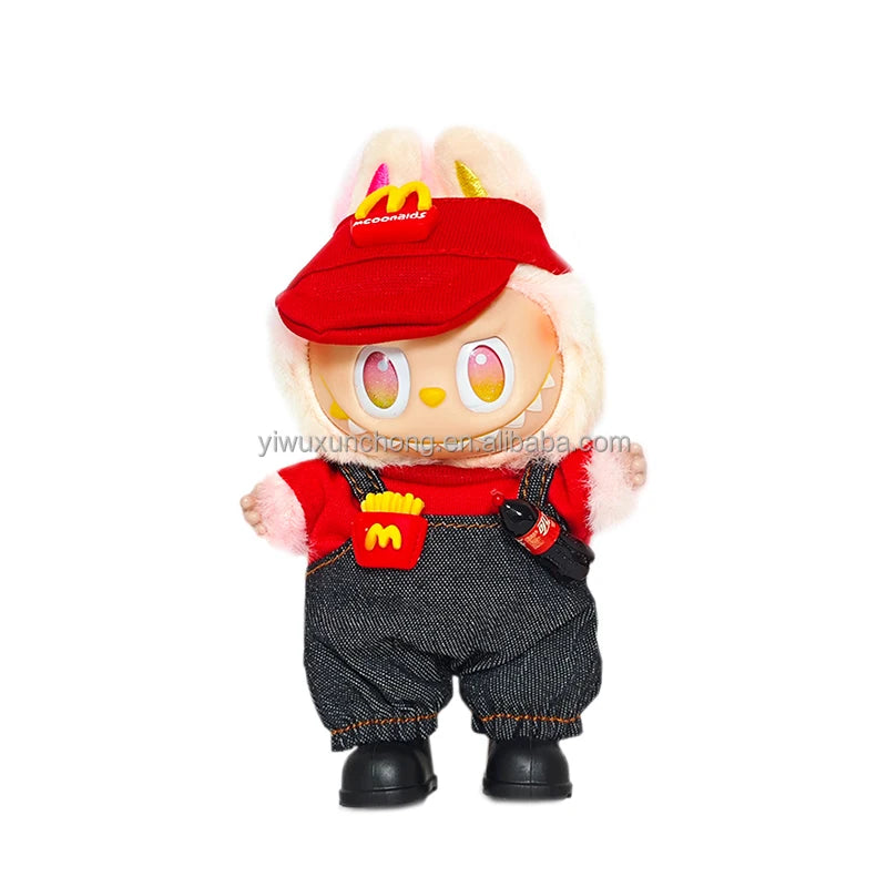 In Stock High-Quality Exclusive Designer Outfit for Labubu - GG Sweater and Overall Set for 17cm Plush Doll | Fast Ship