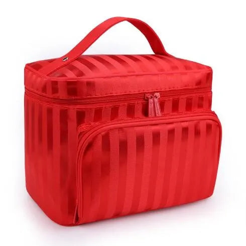 Woman Cosmetic Bags Striped Pattern Organizer Makeup Bag Folding Travel Toiletry Bag Large Capacity Storage Beauty Bag ZL900Z -D