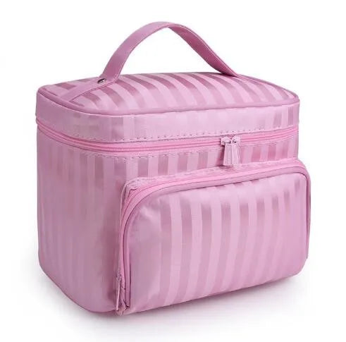 Woman Cosmetic Bags Striped Pattern Organizer Makeup Bag Folding Travel Toiletry Bag Large Capacity Storage Beauty Bag ZL900Z -D