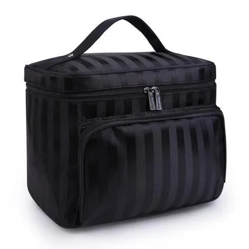 Woman Cosmetic Bags Striped Pattern Organizer Makeup Bag Folding Travel Toiletry Bag Large Capacity Storage Beauty Bag ZL900Z -D