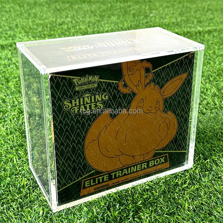 TCG Wholesale ETB Acrylic Case With Magnet Lid for Sword & Shield Silver Tempest Pokemon Cards Elite Trainer Box Display Case