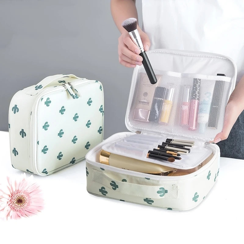 Tote Cosmetic Bag For Women Double Zipper Makeup Bag Toiletries Storage Bags Travel Kit Ladies Beauty Bag Neceser Organizer