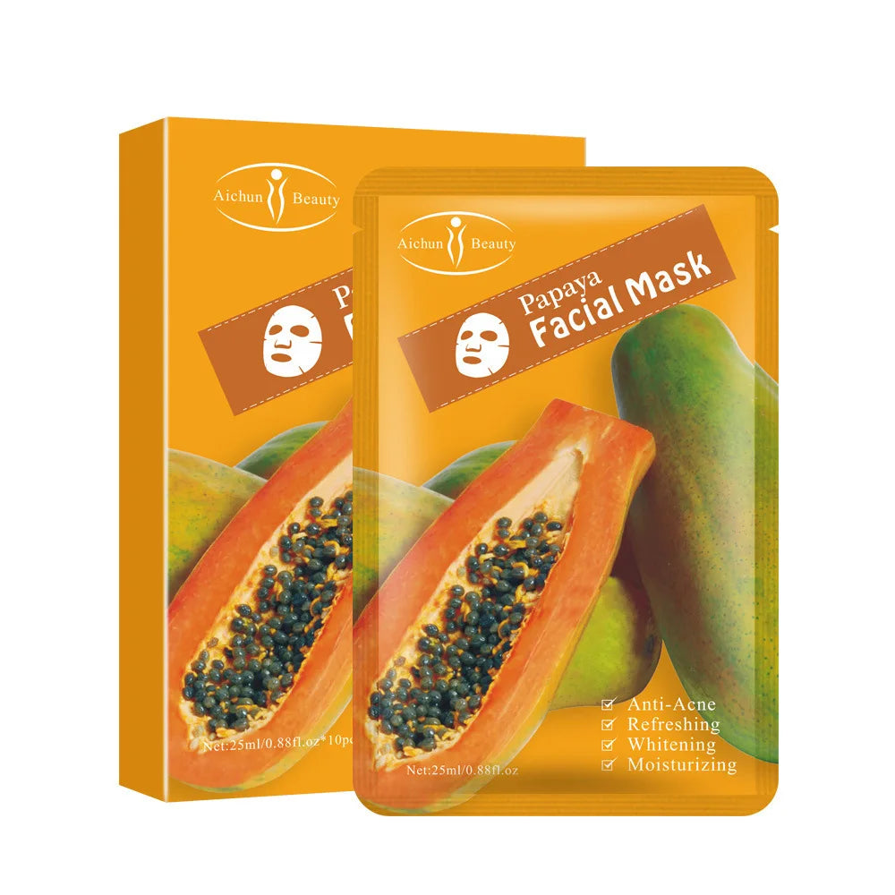 Papaya Facial Mask For The Face Korea Cosmetic Moisturizing Fabric Face Masks Care Wrinkle Acne Beauty Face Film Mask 1pc