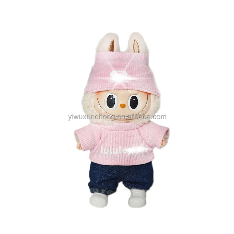 In Stock High-Quality Exclusive Designer Outfit for Labubu - GG Sweater and Overall Set for 17cm Plush Doll | Fast Ship