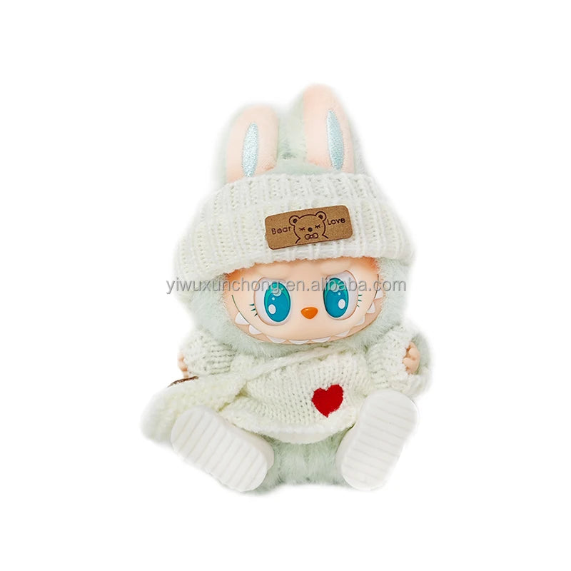 In Stock High-Quality Exclusive Designer Outfit for Labubu - GG Sweater and Overall Set for 17cm Plush Doll | Fast Ship
