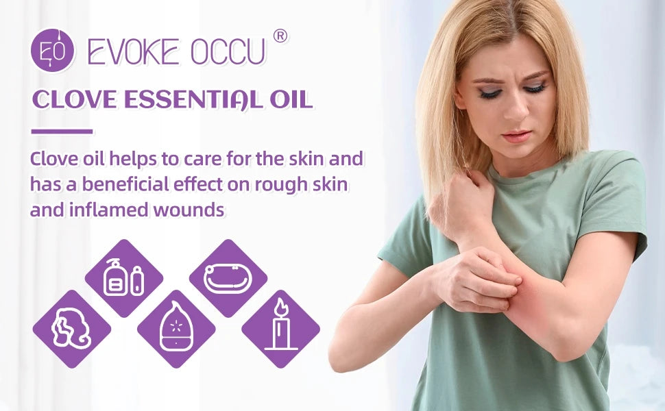 EVOKE OCCU 118ML/4 Fl.Oz. Essential Oils, Premium Clove Plant Oil for Home Diffuser, Hair, Skin, Massage, Candle Soap Making,