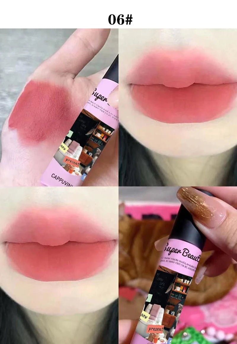 1PC/3PC Lovely Cat Collage Lipgloss Long Lasting Matte Lipstick Lip Makeup Tint Nude Red Lipgloss Waterproof Lipstick Cosmetics
