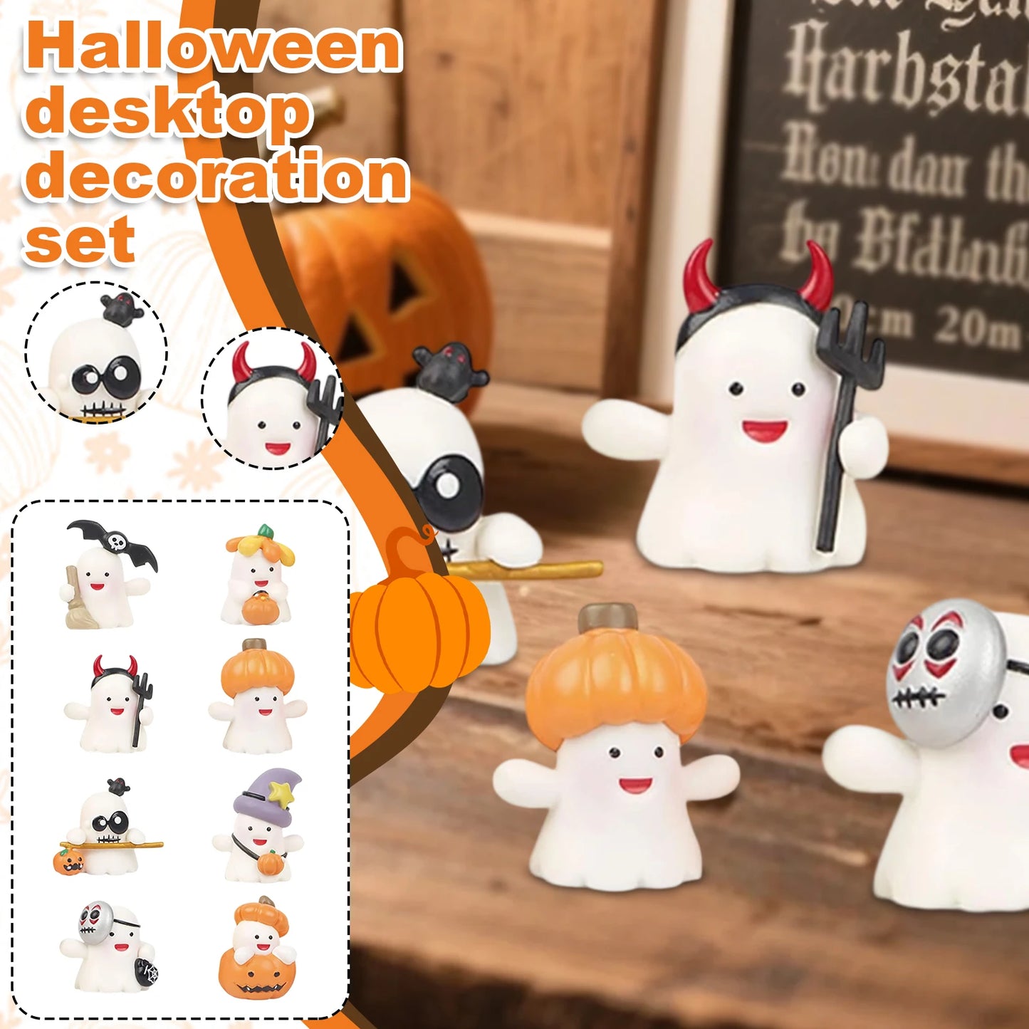 8PCS Halloween Miniature Figurines