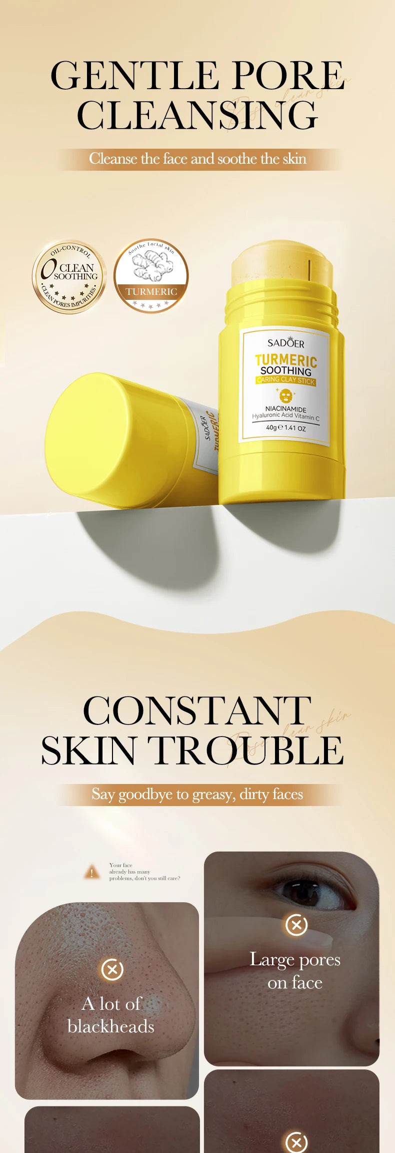 SADOER Green Tea Rose Face Masks Stick Clay Mask Shrink Pores Deep Blackhead Remover Facial Cleansing Moisturizing Facial Masks