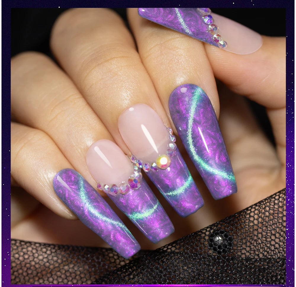 PUENTE 6pcs/set Aurora Shell Thread Cat Magnetic Gel Nail Polish 9D Aurora Glitter Pearl Cat Eye Soak Off UV Nail Art Varnish