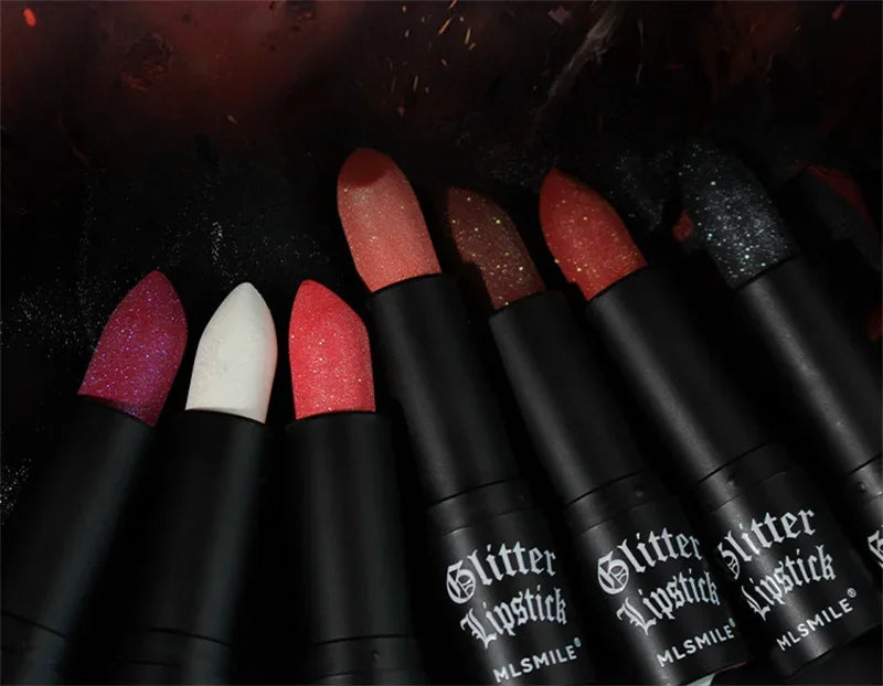 MLSMILE Multi-Color Non-stick Cup Matte Lipstick Lasting Easy Color Black Diamond Lipstick Shimmer Lip Gloss Dark Halloween Look