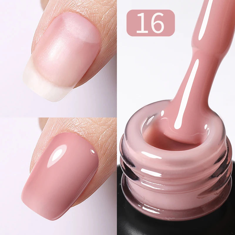 BORN PRETTY 15ml Milky Pink Rubber Base Gel Nail Polish Glitter Semi-Permanent Varnish Soak Off Self Leveling UV LED Polish