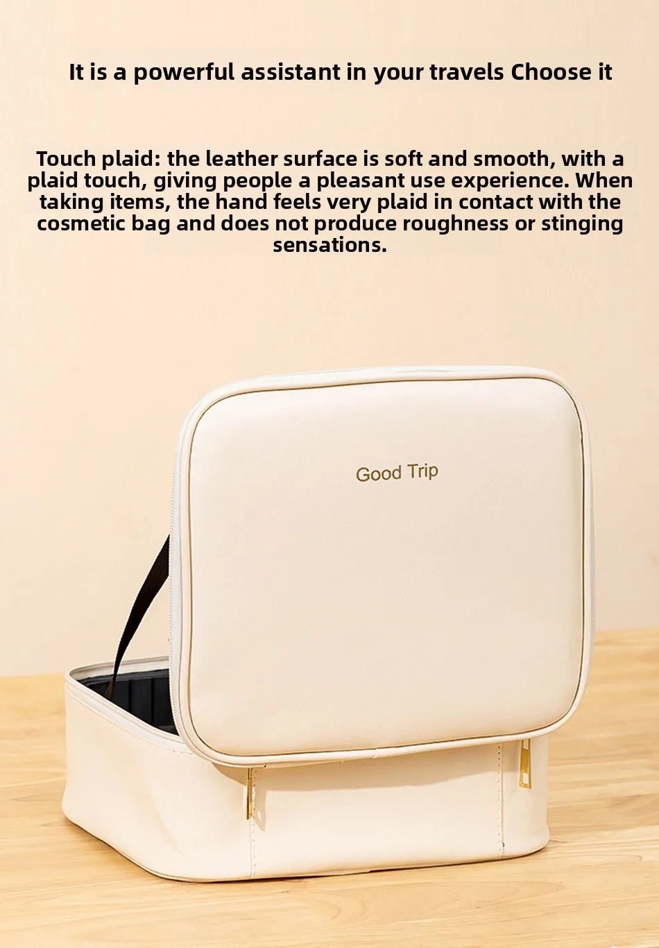 Premium LED Travel Cosmetic Bag with Mirror Women's Portable Large Capacity Makeup Brush Case Portable Partition Beauty Bag