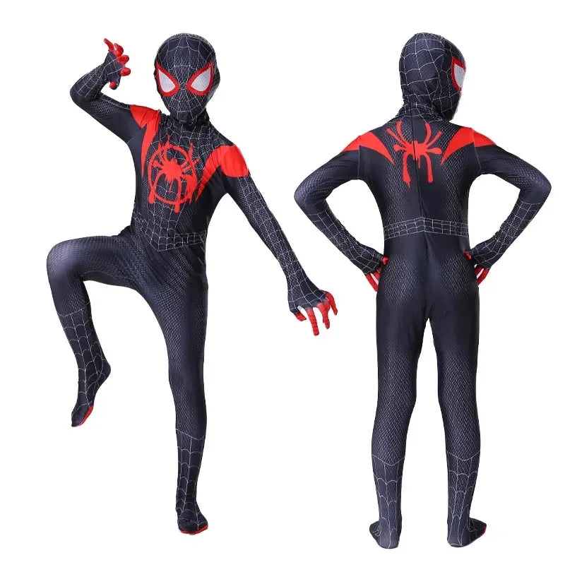 Superhero Spider Man Costume Jumpsuit Miles Spiderman Halloween Cosplay Costumes Bodysuit Head Cover Separation Party Set