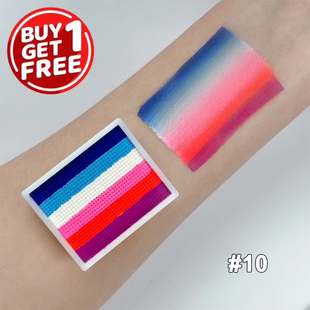 2pcs Rainbow Face & Body Paint,8g Split Cake Non-Toxic Paint Makeup Palette-Vibrant Mixed Colors For Festivals,Butterfly Makeup