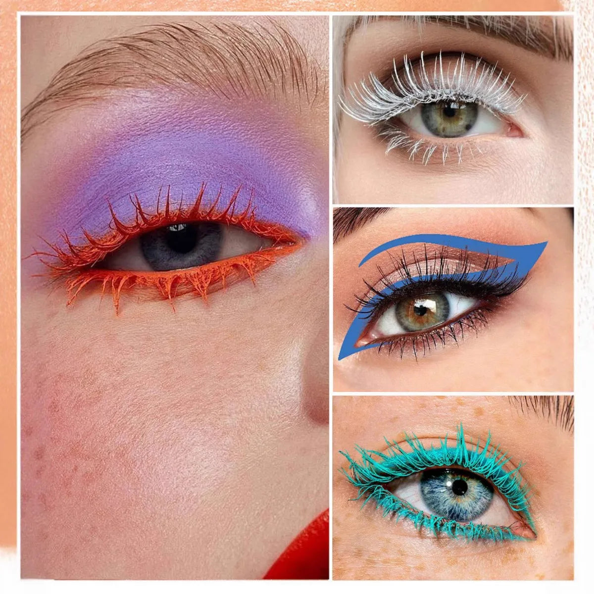 Colored Mascara Eyelashes, Purple Blue Red White Black Colorful Waterproof Mascara Charming Long Lasting Voluminous Mascara Eye