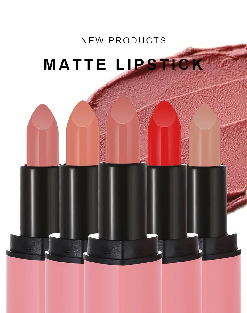 Cute Love Heart Lipstick Velvet Matte Nude Lipstick Pink Red Waterproof Lasting Lipsticks Stain Lip Balm Set Lip Tint Makeup