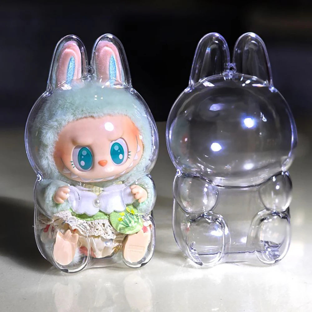 Protective Case for Labubu Have a Seat Transparent Protective Cover for Labubu Doll Plastic Clear Display Box Easy Installation