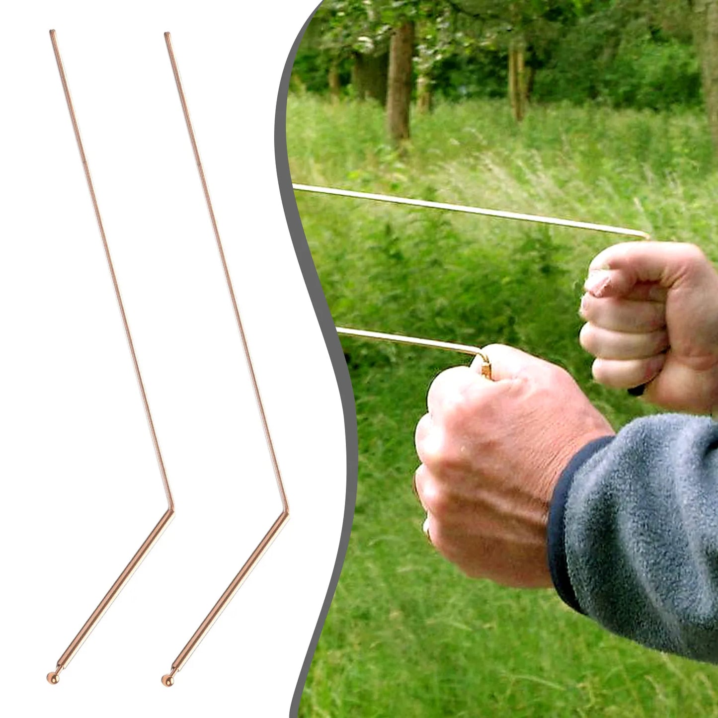 2Pcs 99.9% Copper Divining Dowsing Rods Metal Detector For Water Treasure Finding Tools Copper Probing Rod 13.86X6.93X0.71Inches