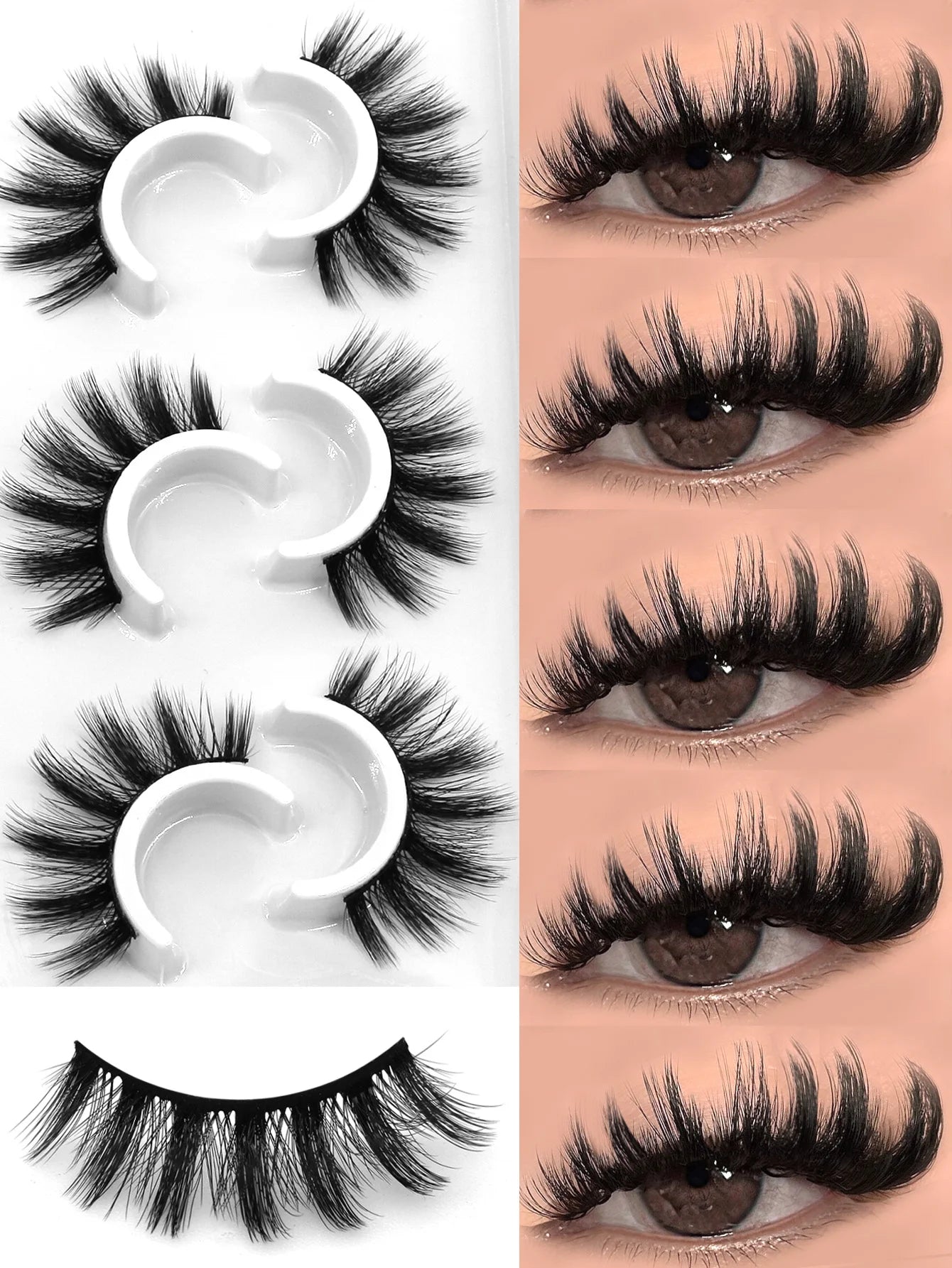 Veltrinay Fake Lashes 3D Mink Lashes Soft False Eyelashes Natural Thick Faux Mink Eyelashes Extention Makeup
