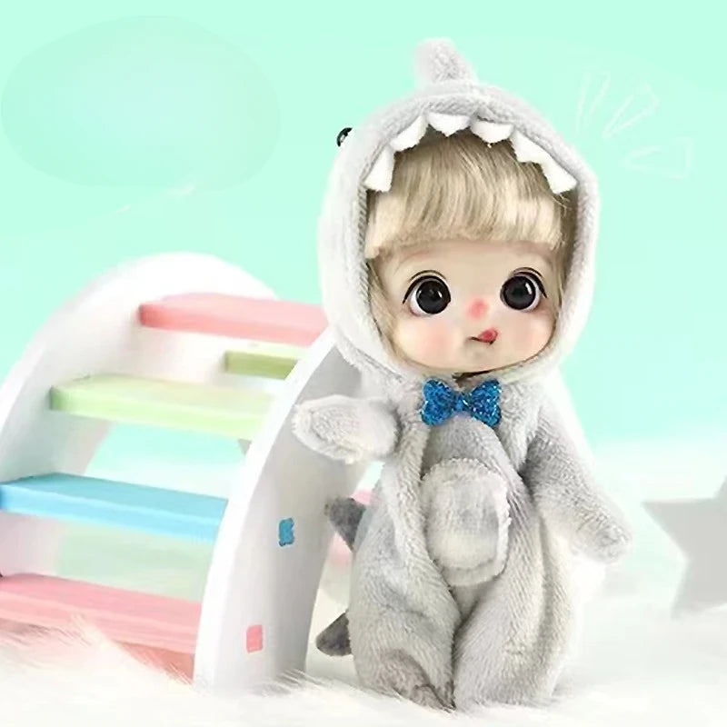 12cm Cute Mini Doll Animal Sleepwear Series Educational Toys DIY Dress Up Joints Dolls Birthday Gifts 3D Eyes