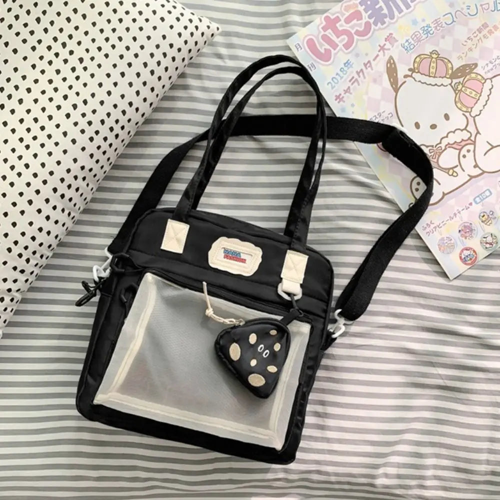 Clear Small Ita Bag Multi-purpose Transparent Pocket Pin Display Bag with Silk Ribbon Japanese Style Pin Display Backpack Girls