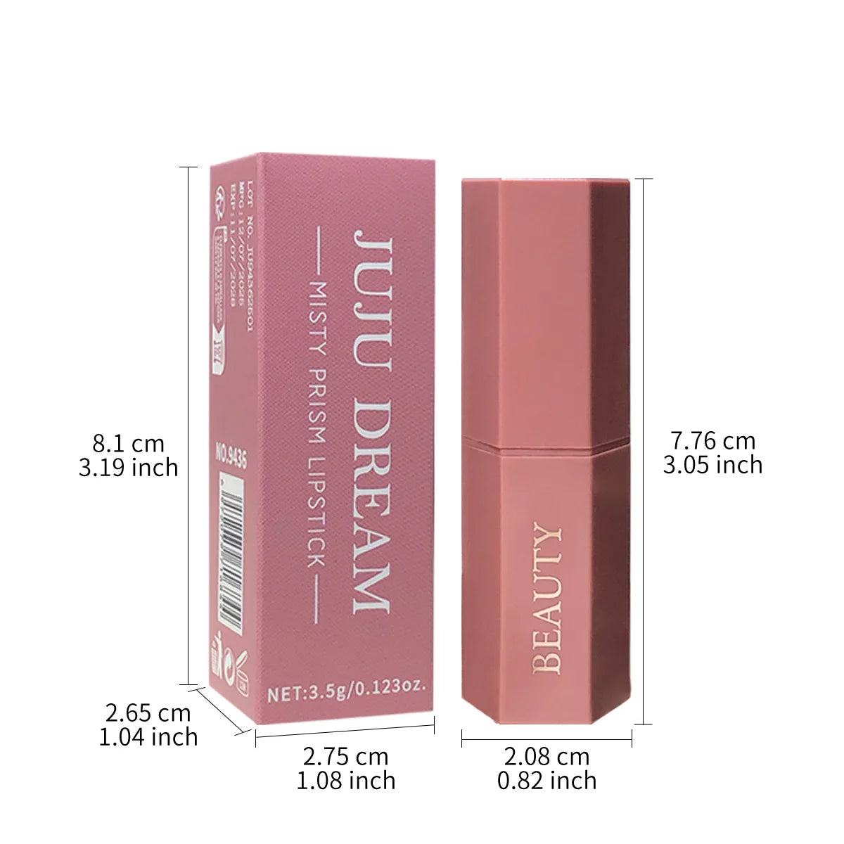 JUJU DREAM Six-color matte lipstick, non-fading non-stick cup, long-lasting velvet luster, matte lipstick waterproof lipstick